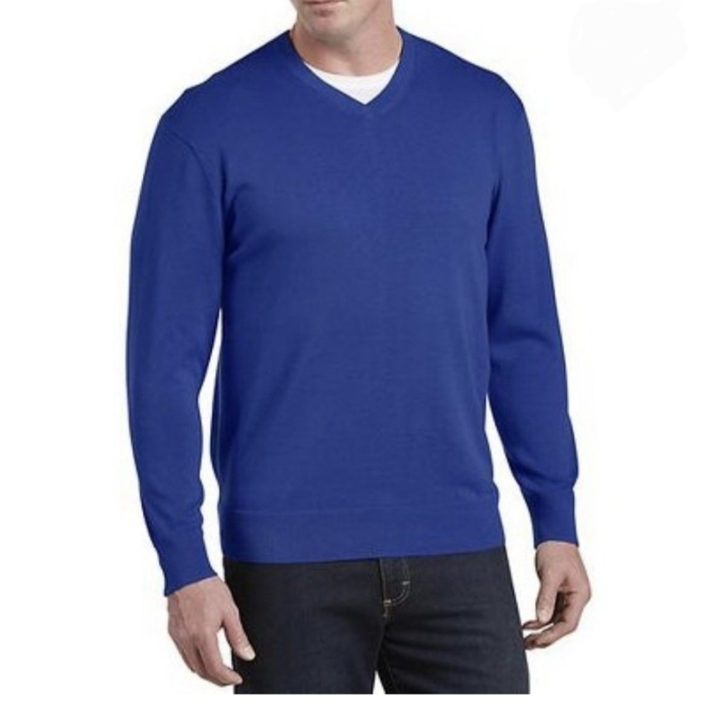 Banana Republic Men's Medium Tall Blue V-Neck Extra Fine Merino Wool